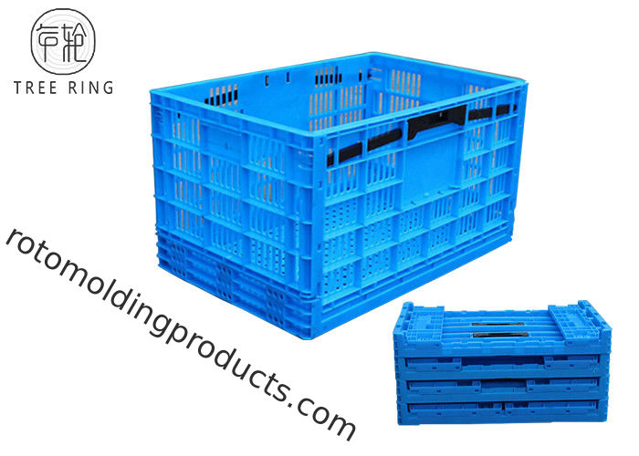 Collapsible Storage Bins Crates Baskets Plastic Stackable 45L Pack of 3 Blue
