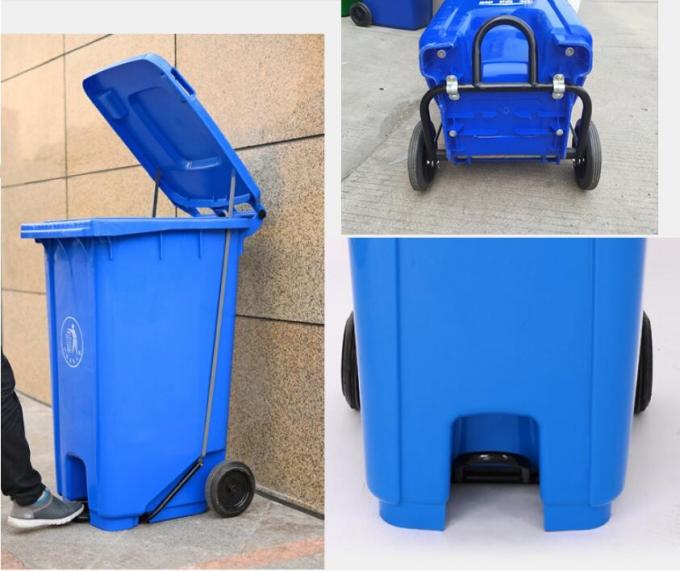 240 Liter Rectangular Wheelie Bin Containers With Foot Pedal For