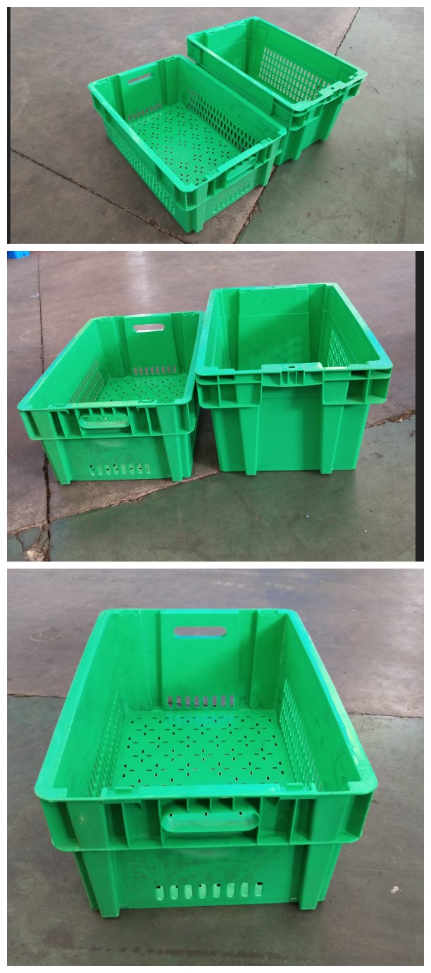 58ltr Green Square Plastic Vegetable Containers 600 X 400