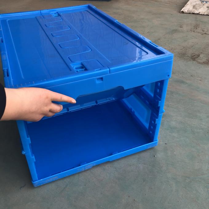 Folding Container Collapsible Plastic Crate With Attached Lid For
