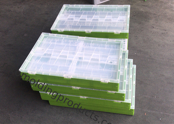 Green 600*400*360mm Foldable Collapsible Plastic Crate Stackable For Storage
