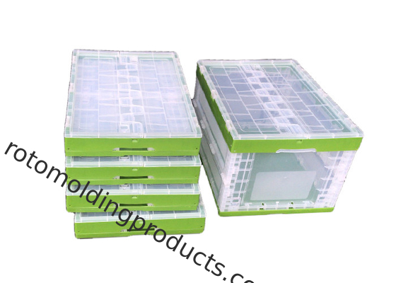 Green 600*400*360mm Foldable Collapsible Plastic Crate Stackable For Storage