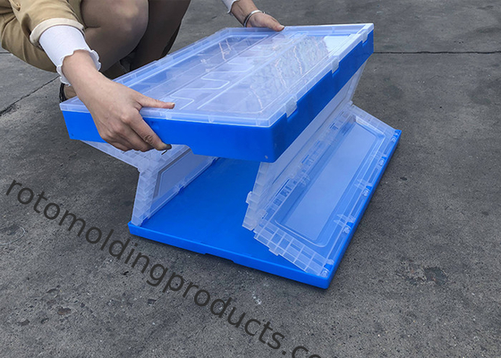HDPE Collapsible Moving Boxes Folding Foldable Crate With attached lids  For Textile Fabric