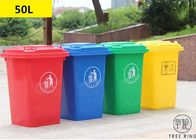 Blue And Yellow 50 Liter Plastic Rubbish Bins With Dolly Four Wheeled Recycling