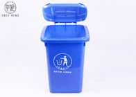 Blue And Yellow 50 Liter Plastic Rubbish Bins With Dolly Four Wheeled Recycling