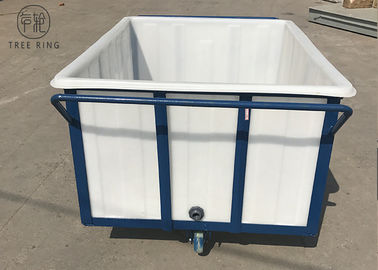 K700Kg Rotomolding Poly Box Truck , Flat Sided Bulk Heavy Duty Laundry Cart On Wheels