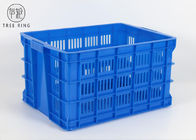 C560 55 Litre Heavy Duty Ventilated Perforated Plastic Stacking Crate Trays For Meat / Poultry