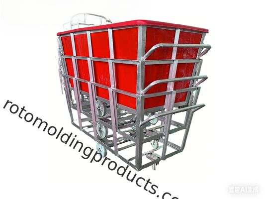 2866 lbs 1300L Rotomolded LLDPE Fabric Trolley | Heavy-Duty Textile Cart with Dual Push Handles & 1200kg Load Capacity