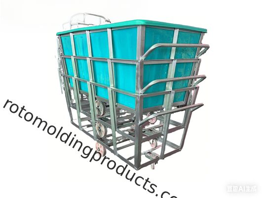2866 lbs 1300L Rotomolded LLDPE Fabric Trolley | Heavy-Duty Textile Cart with Dual Push Handles & 1200kg Load Capacity