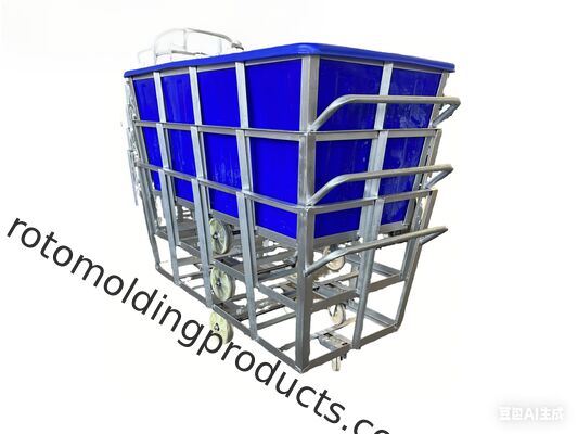 1300L Ergonomic Rotomolded Poly Box Truck   Heavy-Duty Fabric Trolley with Galvanized Steel Base
