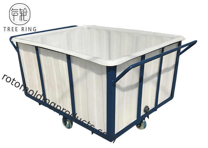 K700Kg Rotomolding Poly Box Truck , Flat Sided Bulk Heavy Duty Laundry Cart On Wheels