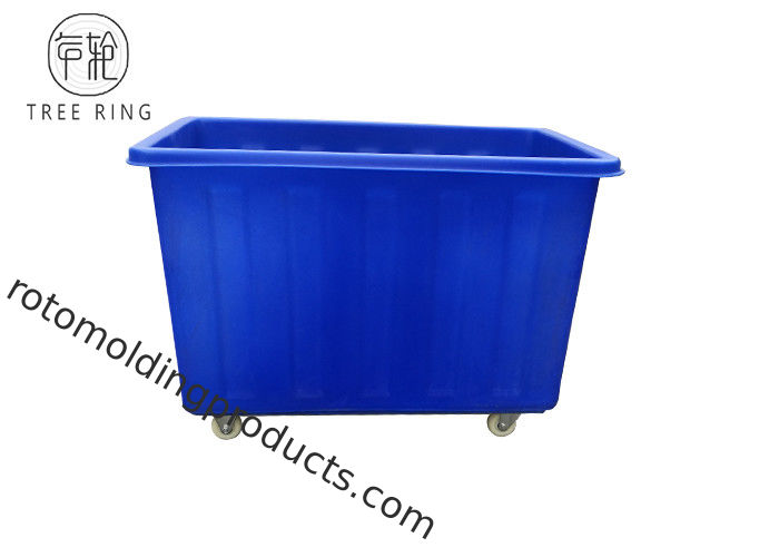 Customized Rotational Molding 300kg Recycling Plastic Laundry Storage Cart With Insert