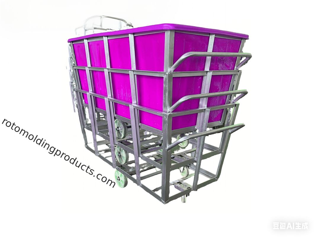 2866 lbs 1300L Rotomolded LLDPE Fabric Trolley | Heavy-Duty Textile Cart with Dual Push Handles & 1200kg Load Capacity