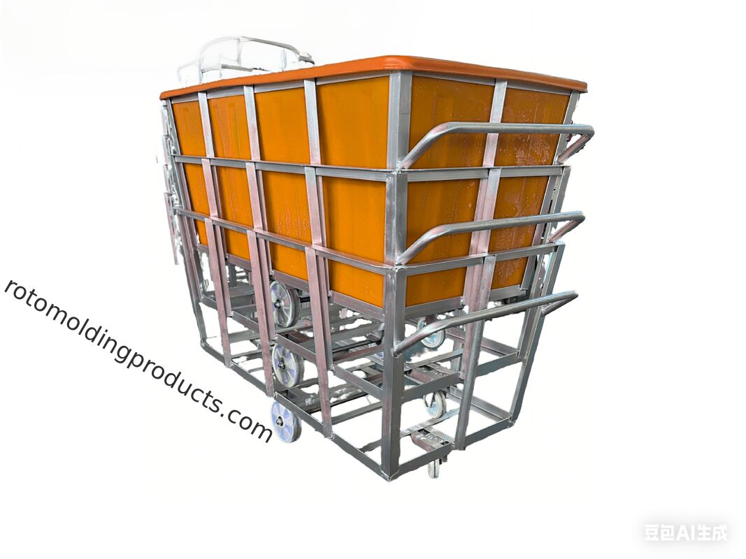 1300L Ergonomic Rotomolded Poly Box Truck   Heavy-Duty Fabric Trolley with Galvanized Steel Base