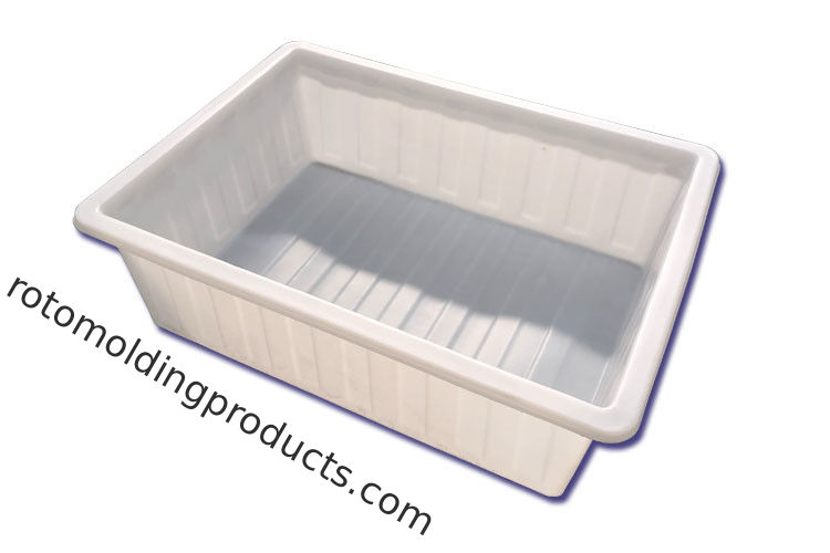 Heavy Duty Rotomolded Rectangular Tuff  Poly Tapered Tubs On Trolleys For Materials Handling