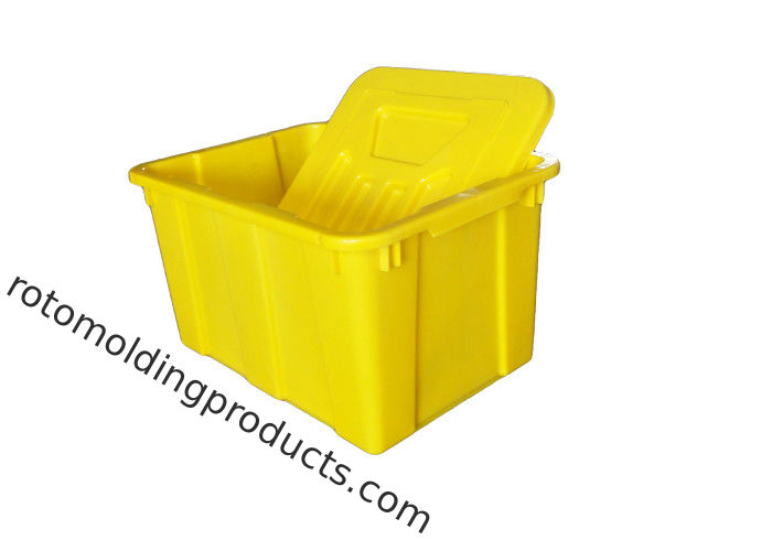 Yellow Colored Plastic Bin Boxes With Lids For Commercial Curbside Recycling