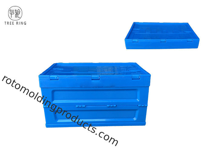 Folding Container Collapsible Plastic Crate With Attached Lid For Commercial 65 Liter