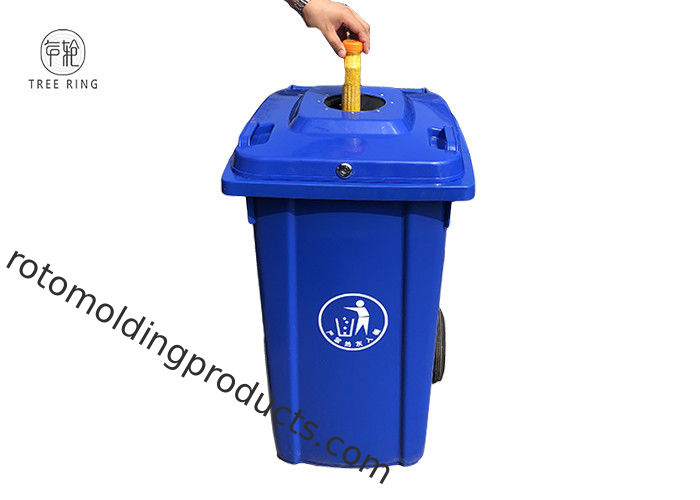 Customized Recycling Locakable Garbage Wheelie Bin 240l Blue With Bottle Lids Locked