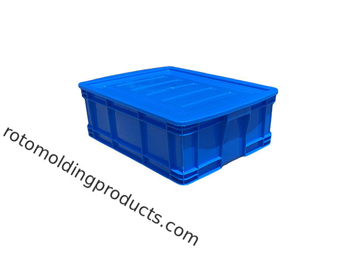 HDPE Euro Stacking Containers Blue Color Straight Wall Containers With Lids 500*380*180mm