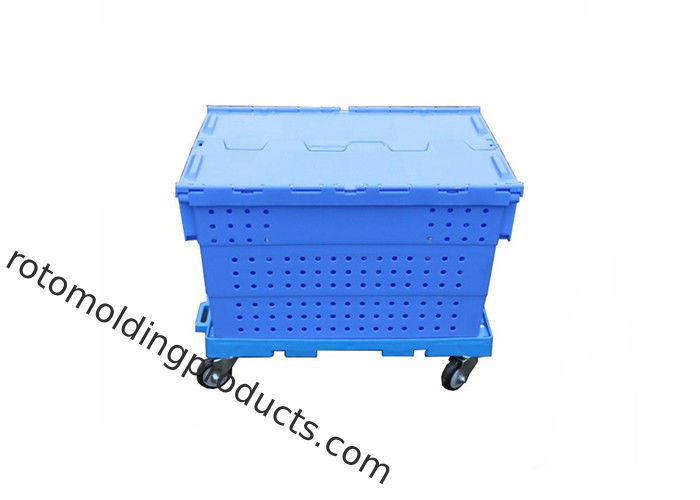 Recycled Green Plastic Storage Boxes With Lids Hinged  Attached Lids Container