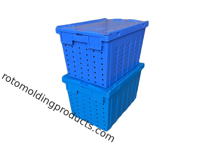 Stack And Nest Plastic Mesh Container With Attached Lids 600*400*360mm