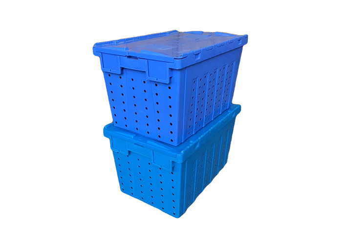 Stack And Nest Plastic Mesh Container With Attached Lids 600*400*360mm