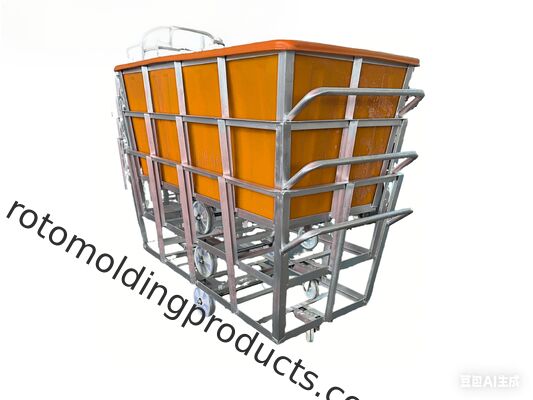 1300L Ergonomic Rotomolded Poly Box Truck   Heavy-Duty Fabric Trolley with Galvanized Steel Base