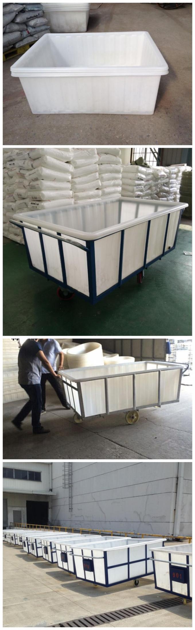 White 1000kg Rotational Poly Box Truck , Heavy Duty Wheelie Poly Laundry Carts White 1000kg Rotational Poly Box Truck , Heavy Duty Wheelie Poly Laundry Carts