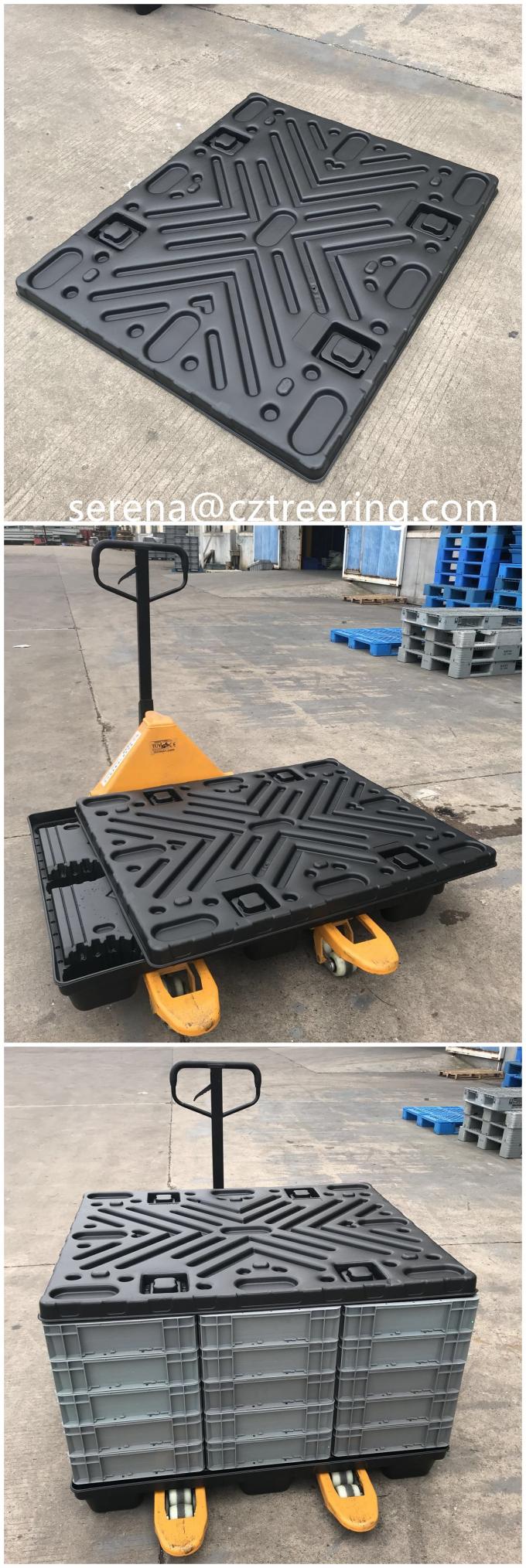 Four Way Returnable Recycled Plastic Pallets With Top Caps 1200 * 1000