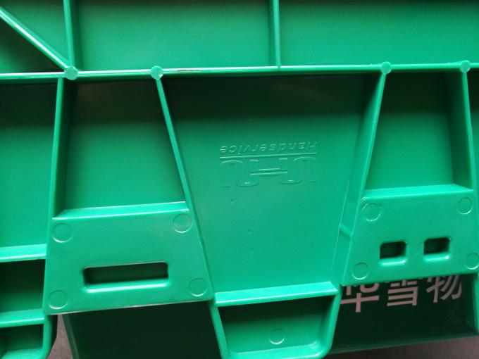 Recycled Green Plastic Storage Boxes With Lids Hinged , Attached Lids Container 500 X 330 X 236mm